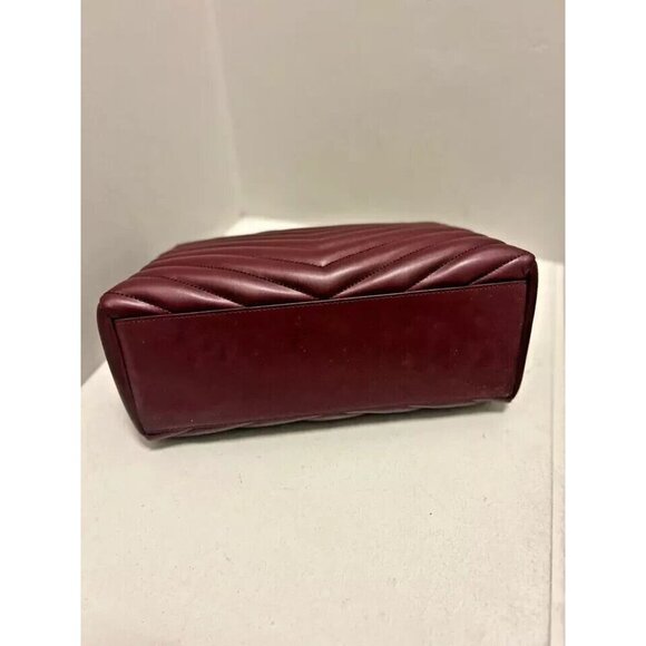 Michael kors Chain Strap Tote Shoulder Handbag Womens Oxblood Leather Zip-Up - Picture 3 of 8